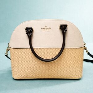 Kate Spade New York Grove Street Straw Carli Satchel Bag/Crossbody. Structured